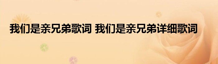 我们是亲兄弟歌词 我们是亲兄弟详细歌词