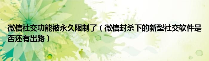 微信社交功能被永久限制了(微信封杀下的新型社交软件是否还有出路)