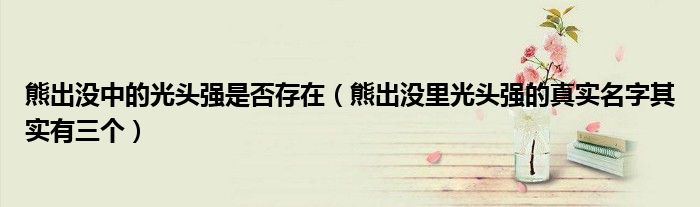 熊出没中的光头强是否存在(熊出没里光头强的真实名字其实有三个)