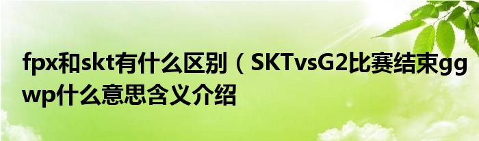 fpx和skt有什么区别(SKTvsG2比赛结束ggwp什么意思含义介绍