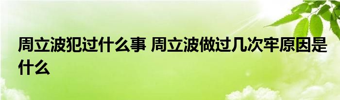 周立波犯过什么事 周立波做过几次牢原因是什么
