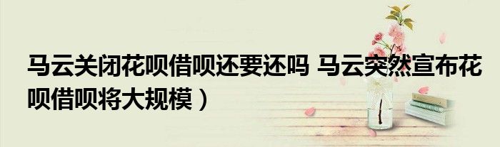 马云关闭花呗借呗还要还吗 马云突然宣布花呗借呗将大规模)