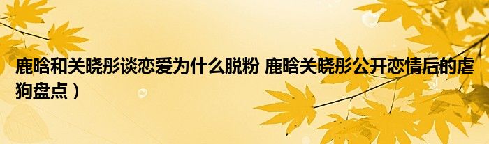 鹿晗和关晓彤谈恋爱为什么脱粉 鹿晗关晓彤公开恋情后的虐狗盘点)