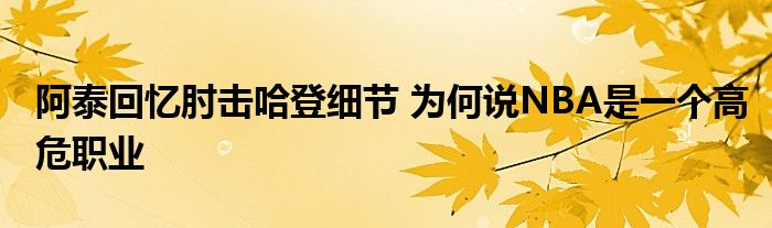 阿泰回忆肘击哈登细节 为何说NBA是一个高危职业