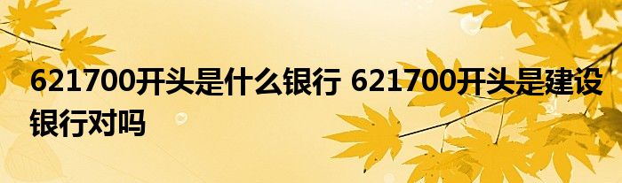 621700开头是什么银行 621700开头是建设银行对吗