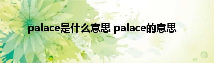palace是什么意思 palace的意思