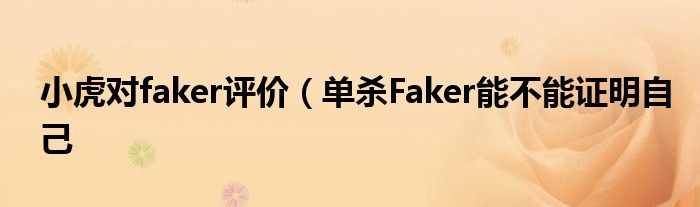 小虎对faker评价(单杀Faker能不能证明自己
