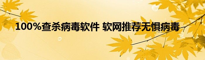 100%查杀病毒软件 软网推荐无惧病毒
