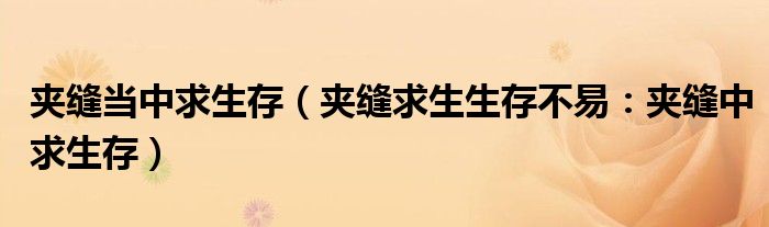夹缝当中求生存(夹缝求生生存不易:夹缝中求生存)