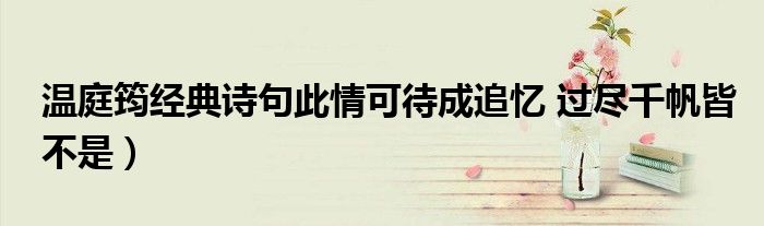 温庭筠经典诗句此情可待成追忆 过尽千帆皆不是)