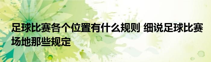 足球比赛各个位置有什么规则 细说足球比赛场地那些规定