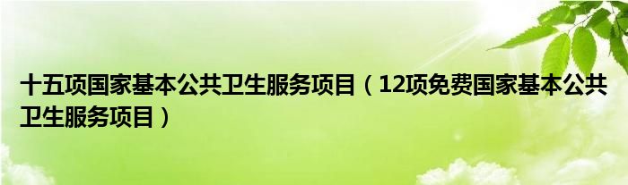 十五项国家基本公共卫生服务项目(12项免费国家基本公共卫生服务项目)
