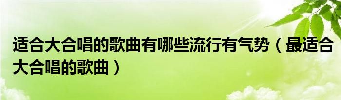 适合大合唱的歌曲有哪些流行有气势(最适合大合唱的歌曲)