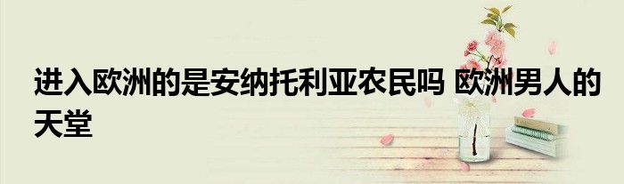 进入欧洲的是安纳托利亚农民吗 欧洲男人的天堂