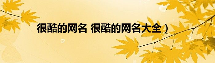 很酷的网名 很酷的网名大全)