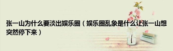 张一山为什么要淡出娱乐圈(娱乐圈乱象是什么让张一山想突然停下来)