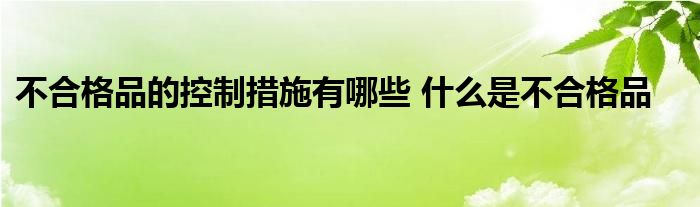 不合格品的控制措施有哪些 什么是不合格品