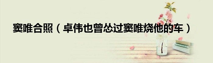 窦唯合照(卓伟也曾怂过窦唯烧他的车)