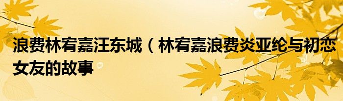 浪费林宥嘉汪东城(林宥嘉浪费炎亚纶与初恋女友的故事