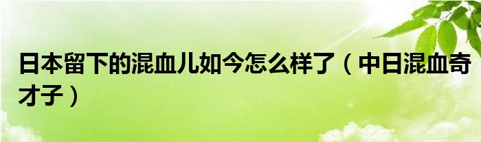 日本留下的混血儿如今怎么样了(中日混血奇才子)