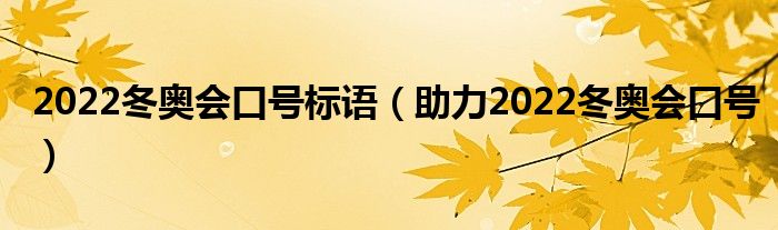 2022冬奥会口号标语(助力2022冬奥会口号)