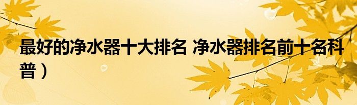 最好的净水器十大排名 净水器排名前十名科普)