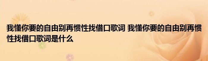 我懂你要的自由别再惯性找借口歌词 我懂你要的自由别再惯性找借口歌词是什么