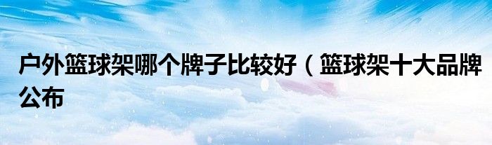 户外篮球架哪个牌子比较好(篮球架十大品牌公布