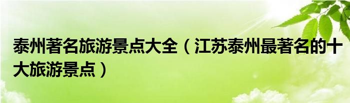 泰州著名旅游景点大全(江苏泰州最著名的十大旅游景点)