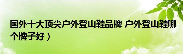 国外十大顶尖户外登山鞋品牌 户外登山鞋哪个牌子好）