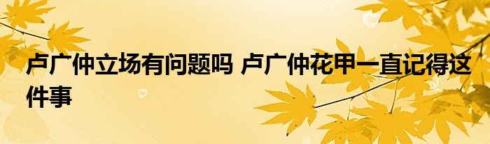 卢广仲立场有问题吗 卢广仲花甲一直记得这件事