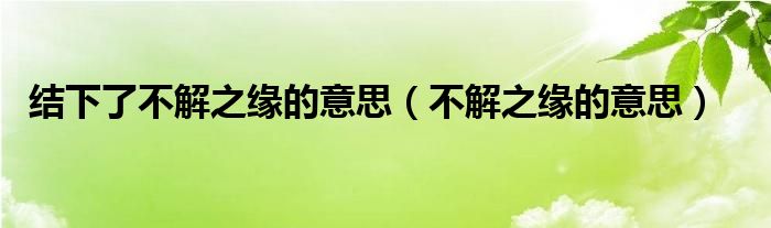 结下了不解之缘的意思(不解之缘的意思)
