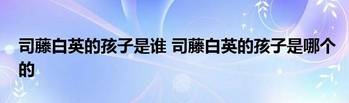 司藤白英的孩子是谁 司藤白英的孩子是哪个的