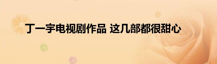 丁一宇电视剧作品 这几部都很甜心