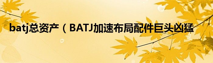 batj总资产(BATJ加速布局配件巨头凶猛