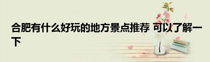 合肥有什么好玩的地方景点推荐 可以了解一下