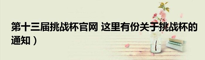 第十三届挑战杯官网 这里有份关于挑战杯的通知)