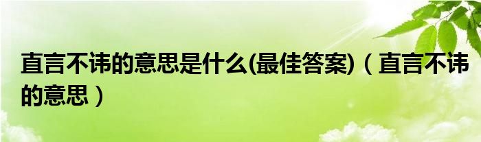 直言不讳的意思是什么(最佳答案)(直言不讳的意思)