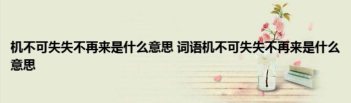 机不可失失不再来是什么意思 词语机不可失失不再来是什么意思