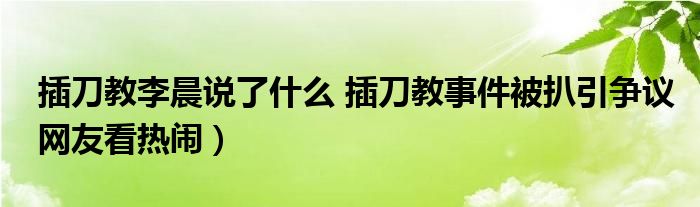 插刀教李晨说了什么 插刀教事件被扒引争议网友看热闹)