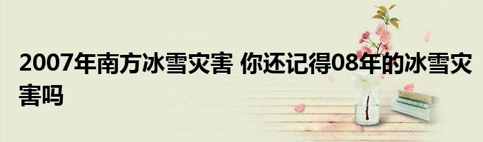 2007年南方冰雪灾害 你还记得08年的冰雪灾害吗