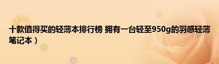 十款值得买的轻薄本排行榜 拥有一台轻至950g的羽感轻薄笔记本)