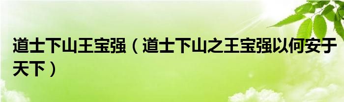 道士下山王宝强（道士下山之王宝强以何安于天下）