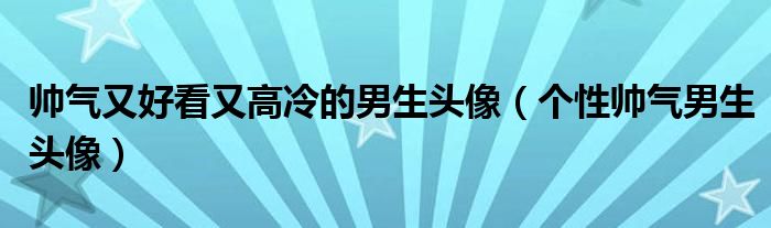 帅气又好看又高冷的男生头像(个性帅气男生头像)