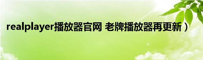 realplayer播放器官网 老牌播放器再更新)