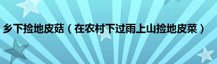 乡下捡地皮菇（在农村下过雨上山捡地皮菜）
