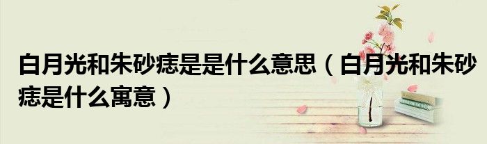 白月光和朱砂痣是是什么意思(白月光和朱砂痣是什么寓意)