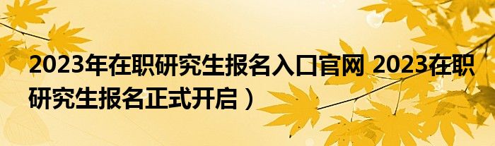 2023年在职研究生报名入口官网 2023在职研究生报名正式开启)