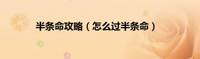 半条命攻略(怎么过半条命)