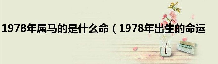 1978年属马的是什么命(1978年出生的命运